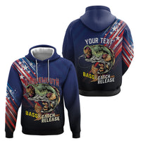 Personalized Largemouth Bass Fishing Hoodie American Flag