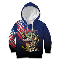 Personalized Largemouth Bass Fishing Kid Hoodie American Flag