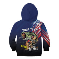 Personalized Largemouth Bass Fishing Kid Hoodie American Flag