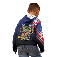 Personalized Largemouth Bass Fishing Kid Hoodie American Flag