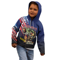 Personalized Largemouth Bass Fishing Kid Hoodie American Flag