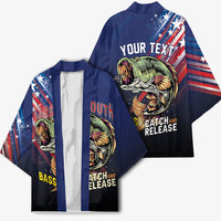 Personalized Largemouth Bass Fishing Kimono American Flag