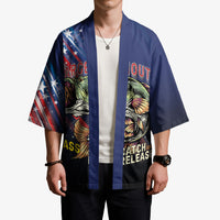 Personalized Largemouth Bass Fishing Kimono American Flag