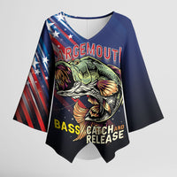 Personalized Largemouth Bass Fishing Kimono Sleeve Blouse American Flag