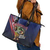 Largemouth Bass Fishing Leather Tote Bag American Flag