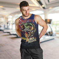 Personalized Largemouth Bass Fishing Men Tank Top American Flag