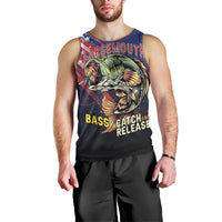 Personalized Largemouth Bass Fishing Men Tank Top American Flag