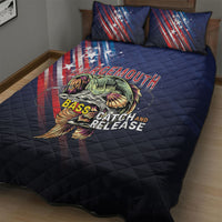 Largemouth Bass Fishing Quilt Bed Set American Flag