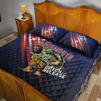 Largemouth Bass Fishing Quilt Bed Set American Flag