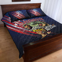 Largemouth Bass Fishing Quilt Bed Set American Flag