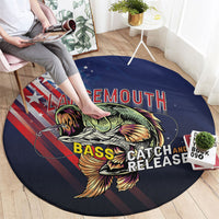 Largemouth Bass Fishing Round Carpet American Flag
