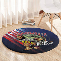 Largemouth Bass Fishing Round Carpet American Flag