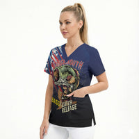 Personalized Largemouth Bass Fishing Scrub Top American Flag