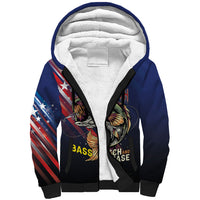 Personalized Largemouth Bass Fishing Sherpa Hoodie American Flag
