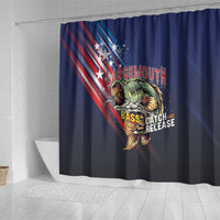 Largemouth Bass Fishing Shower Curtain American Flag