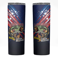 Personalized Largemouth Bass Fishing Skinny Tumbler American Flag