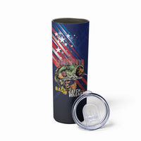 Personalized Largemouth Bass Fishing Skinny Tumbler American Flag