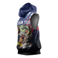 Personalized Largemouth Bass Fishing Sleeveless Hoodie American Flag