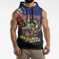 Personalized Largemouth Bass Fishing Sleeveless Hoodie American Flag
