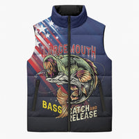 Personalized Largemouth Bass Fishing Sleeveless Puffer Jacket American Flag