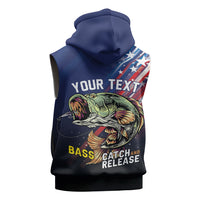 Personalized Largemouth Bass Fishing Sleeveless Zip Hoodie American Flag