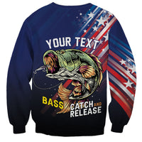 Personalized Largemouth Bass Fishing Sweatshirt American Flag