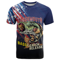 Personalized Largemouth Bass Fishing T Shirt American Flag