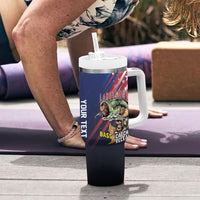 Personalized Largemouth Bass Fishing Tumbler With Handle American Flag
