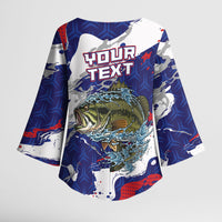 Personalized Largemouth Bass Tournament Fishing Kimono Sleeve Blouse