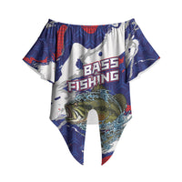 Personalized Largemouth Bass Tournament Fishing Off Shoulder Wrap Waist Top