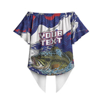 Personalized Largemouth Bass Tournament Fishing Off Shoulder Wrap Waist Top