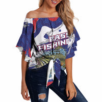 Personalized Largemouth Bass Tournament Fishing Off Shoulder Wrap Waist Top