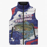 Personalized Largemouth Bass Tournament Fishing Sleeveless Puffer Jacket