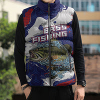 Personalized Largemouth Bass Tournament Fishing Sleeveless Puffer Jacket