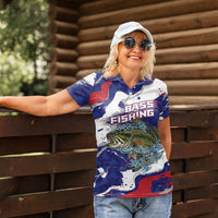 Personalized Largemouth Bass Tournament Fishing Women Polo Shirt