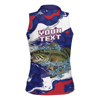 Personalized Largemouth Bass Tournament Fishing Women Sleeveless Polo Shirt