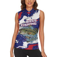 Personalized Largemouth Bass Tournament Fishing Women Sleeveless Polo Shirt