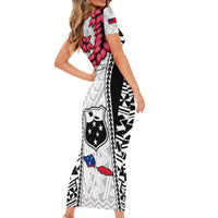 Samoa Rugby Short Sleeve Bodycon Dress Go Champions World Cup 2023 Polynesian Unique - Wonder Print Shop