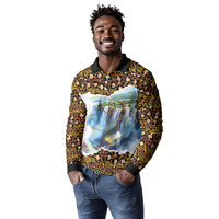 Zambian Heritage Independence 1964 Long Sleeve Polo Shirt Traditional African Seamless Pattern