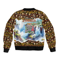 Zambian Heritage Independence 1964 Sleeve Zip Bomber Jacket Traditional African Seamless Pattern