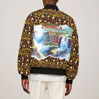Zambian Heritage Independence 1964 Sleeve Zip Bomber Jacket Traditional African Seamless Pattern