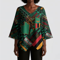 Zambia Victoria Falls Kimono Sleeve Blouse Indigenous Wild Animal Skins Tribal Patchwork