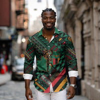 Zambia Victoria Falls Long Sleeve Button Shirt Indigenous Wild Animal Skins Tribal Patchwork