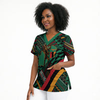 Zambia Victoria Falls Scrub Top Indigenous Wild Animal Skins Tribal Patchwork