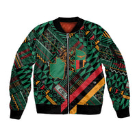 Zambia Victoria Falls Sleeve Zip Bomber Jacket Indigenous Wild Animal Skins Tribal Patchwork