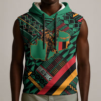 Zambia Victoria Falls Sleeveless Hoodie Indigenous Wild Animal Skins Tribal Patchwork