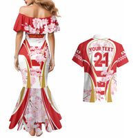Custom Japan Rugby Couples Matching Mermaid Dress and Hawaiian Shirt World Cup 2023 Go Brave Blossoms Sporty Style LT9 - Wonder Print Shop