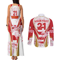 Custom Japan Rugby Couples Matching Tank Maxi Dress and Long Sleeve Button Shirts World Cup 2023 Go Brave Blossoms Sporty Style LT9 - Wonder Print Shop