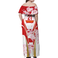 Custom Japan Rugby Family Matching Off Shoulder Maxi Dress and Hawaiian Shirt World Cup 2023 Go Brave Blossoms Sporty Style LT9 - Wonder Print Shop