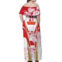 Custom Japan Rugby Off Shoulder Maxi Dress World Cup 2023 Go Brave Blossoms Sporty Style - Wonder Print Shop